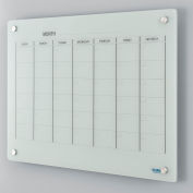 Global Industrial Glass Calendar Dry Erase Board, 36"W x 24"H