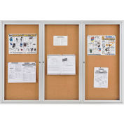 Global Industrial™ Enclosed Bulletin Board - Cork - Aluminum Frame - 72" x 48" - 3 Door