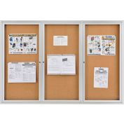 Global Industrial™ Enclosed Cork Bulletin Board - 72"W x 48"H - 3 Door