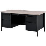 Interion® Steel Teachers Desk 60x30 - Gray Top with Black Frame