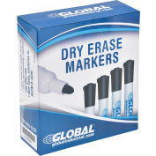 Global Industrial™ Dry Erase Markers, Bullet Tip, Black, 12 Pack