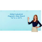 Global Industrial™ Magnetic Glass Dry Erase Board - 96 x 48 - Seafoam