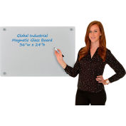 Global Industrial™ Magnetic Glass Dry Erase Board - 36 x 24 - Gray