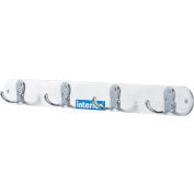 Interion® 20"W Coat Rack with 4 Double Prong Hooks - Silver