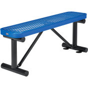 Global Industrial™ 4' Outdoor Steel Flat Bench, Expanded Metal, Blue