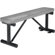 Global Industrial™ 4' Outdoor Steel Flat Bench, Expanded Metal, Gray