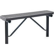 Global Industrial 4' Outdoor Steel Flat Bench, Expanded Metal, In Ground Mount, Gray
