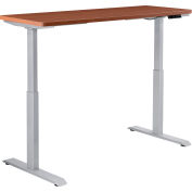 Interion® Electric Height Adjustable Desk, 60"W x 24"D, Cherry W/ Gray Base