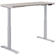 Interion® Electric Height Adjustable Desk, 60"W x 24"D, Gray W/ Gray Base