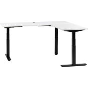 Interion® L-Shaped Electric Height Adjustable Desk, 60"W x 24"D, White W/ Black Base