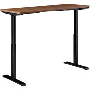 Interion® Electric Height Adjustable Desk, 60"W x 24"D, Walnut W/ Black Base