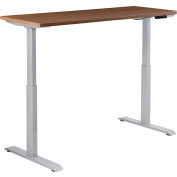 Interion® Electric Height Adjustable Desk, 48"W x 24"D, Walnut W/ Gray Base