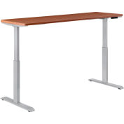 Interion® Electric Height Adjustable Desk, 72"W x 24"D, Cherry W/ Gray Base