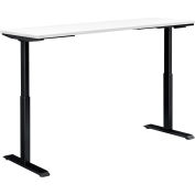 Interion® Electric Height Adjustable Desk, 72"W x 30"D, White W/ Black Base