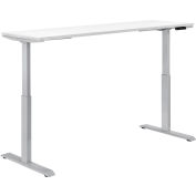 Interion® Electric Height Adjustable Table, 72"W x 24"D, White W/ Gray Base