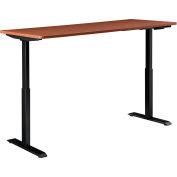 Interion® Electric Height Adjustable Desk, 60"W x 30"D, Cherry W/ Black Base
