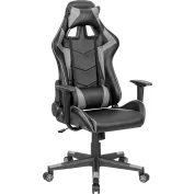 Flash Furniture Red Gaming Desk with Cup Holder/Headphone Hook & Gray  Reclining Gaming Chair with Footrest