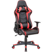Interion® Gaming Chair, Antimicrobial, High Back, Black/Ruby Red