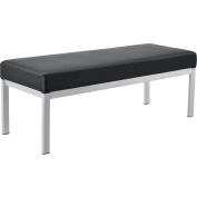 Interion® Synthetic Leather Reception Bench, Black W/ Silver Frame