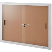 Global Industrial™ Enclosed Cork Bulletin Board with Sliding Doors, 72"W x 48"H