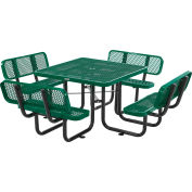 Global Industrial™ 46" Square Picnic Table with Backrests, Expanded Metal, Green