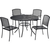 Interion® Mesh Café Table and Chair Set, 36" Round, 4 Armchairs, Black