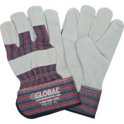Global Industrial™ Leather Palm Safety Gloves with 2-1/2" Safety Cuff, X-Large, 1 Pair - Pkg Qty 12