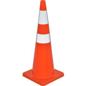 Global Industrial™ 36" Traffic Cone, Reflective, Solid Orange Base, 10 lbs