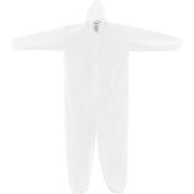 Global Industrial Disposable Microporous Coverall, Elastic Hood, White, Large, 25/Case