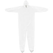 Global Industrial Disposable Microporous Coverall Elastic Hood & Boots WHT 3XL 25/Case