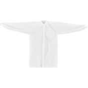 Global Industrial Disposable Polypropylene Lab Coat Knit Wrist Collar Snap Closure LRG 25/Case