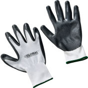 Global Industrial™ Flat Nitrile Coated Gloves, White/Gray, Medium, 1-Pair - Pkg Qty 12