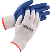 Global Industrial™ Latex Coated String Knit Work Gloves, Natural/Blue, Small, 1-Dozen