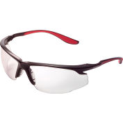 Global Industrial™ Sport Half Frame Safety Glasses, Anti-Fog, Clear Lens, Red Frame