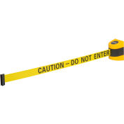 Global Industrial Wall Mount Retractable Belt Barrier, Yellow Case W/15' Yellow "Caution" Belt
