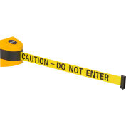 Global Industrial™ Wall Mount Retractable Belt Barrier, Yellow Case W/30' Yellow "Caution" Belt
