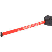 Global Industrial™ Magnetic Retractable Belt Barrier, Black Case W/30' Red "Authorized" Belt