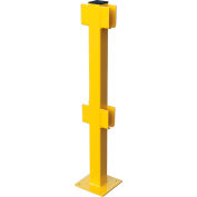 Global Industrial™ Steel Lift-Out Guard Rail In-Line Post, Double-Rail, 42"H, Yellow