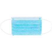 Global Industrial Disposable Face Mask, 3-Ply w/ Earloops, Kids Size, Blue, 50/Box