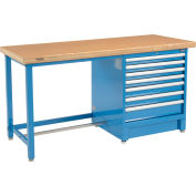 Global Industrial 72"W x 30"D Modular Workbench with 7 Drawers - Shop Top Safety Edge - Blue