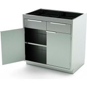 AERO Stainless Steel Base Cabinet BC-1700, 2 Hinged Doors, 1 Shelf, 2 Drawers, 30"W x 21"D x 36"H