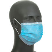 Global Industrial™ Disposable Medical Face Mask, 3-Ply w/Earloops, ASTM Level 2, Blue, 50/Box