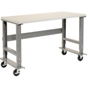 Global Industrial™ 72x30 Mobile Adj. Height C-Channel Leg Workbench - Laminate Safety Edge