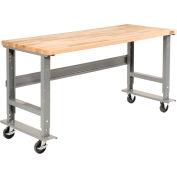 Global Industrial™ 72x36 Mobile Adjustable Height C-Channel Leg Workbench - Maple Square Edge