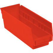 Akro-Mils Plastic Nesting Storage Shelf Bin 30120 - 4-1/8"W x 11-5/8"D x 4"H Red - Pkg Qty 24