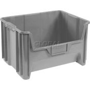 Global Industrial Plastic Hopper Bin, 19-7/8"W x 15-1/4"D x 12-7/16"H, Grey - Pkg Qty 3