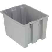 Global Industrial Stack and Nest Storage Container SNT190 No Lid 19-1/2 x 15-1/2 x 10, Gray - Pkg Qty 6