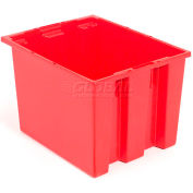 Global Industrial Stack and Nest Storage Container SNT240 No Lid 23-1/2 x 15-1/2 x 12, Red - Pkg Qty 3