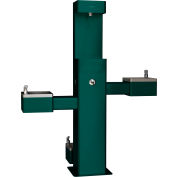 Global Industrial Outdoor Bottle Filler & Bi-Level Fountain w/ Pet Station & Filter, Green