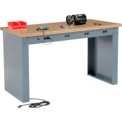 Global Industrial 60"W x 30"D Panel Leg Workbench - Power Apron & Shop Top Square Edge Top